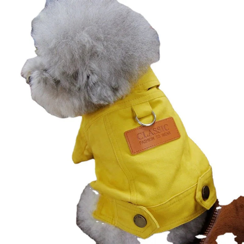Spring Dog Suit Outfits Denim Coat Clothes for Small Medium Dogs  with