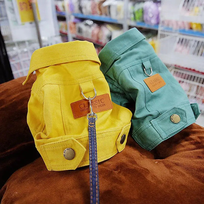 Spring Dog Suit Outfits Denim Coat Clothes for Small Medium Dogs  with